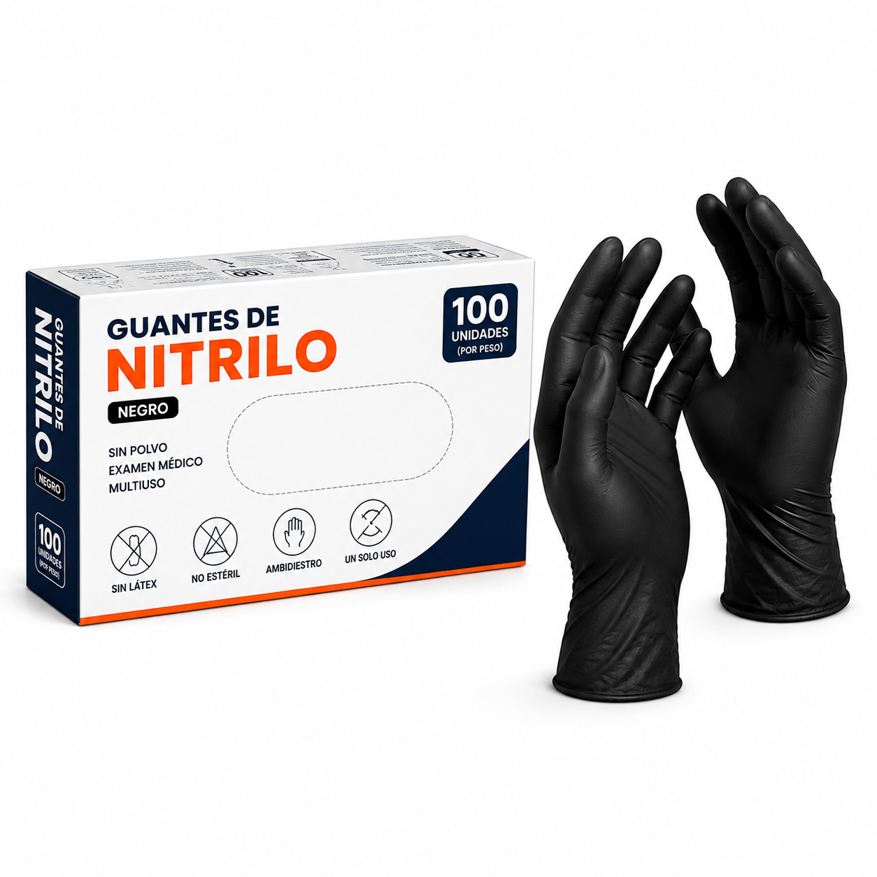 GUANTES DE NITRILO NEGRO TALLE S