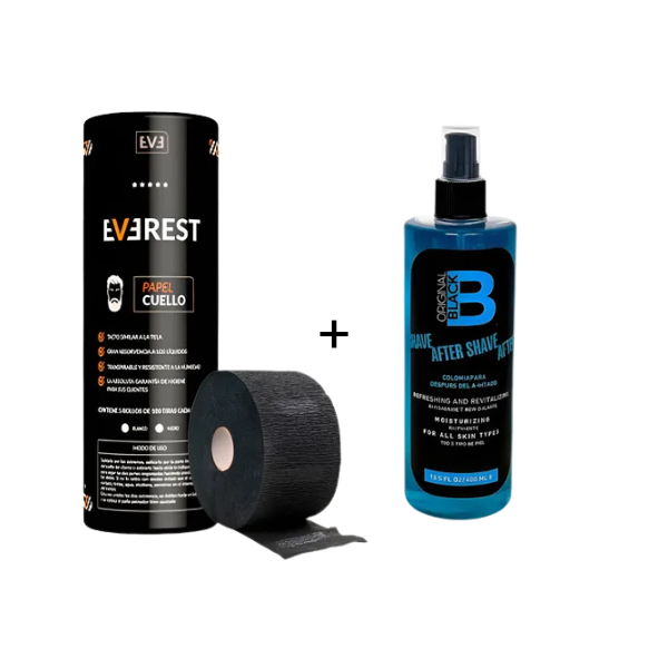 COMBO TUBO DE CUELLO NEGRO EVEREST + AFTER SHAVE  VERDE 2