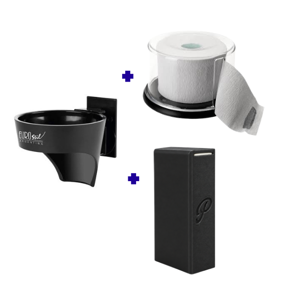 COMBO DE ACCESORIOS PORTA SECADOR + PORTA ROLLO + DISPENSER DE FILOS