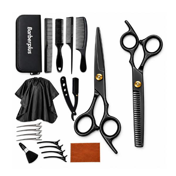 SET DE TIJERAS PREMIUM 6" + ACCESORIOS + ESTUCHE Y CAPA DE REGALO